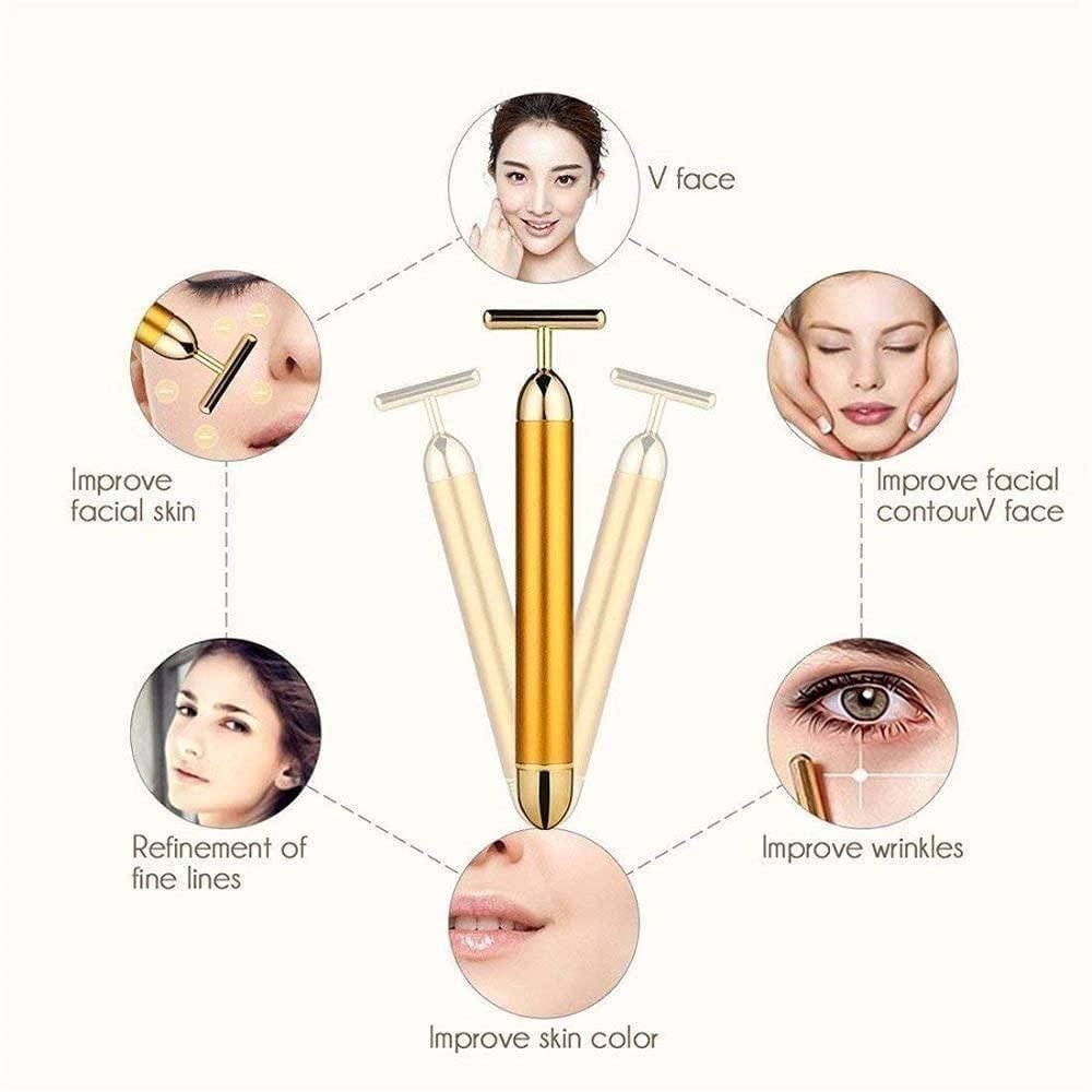 24K Gold Energy Beauty Bar Electric Facial Massage Roller - K360WORLD