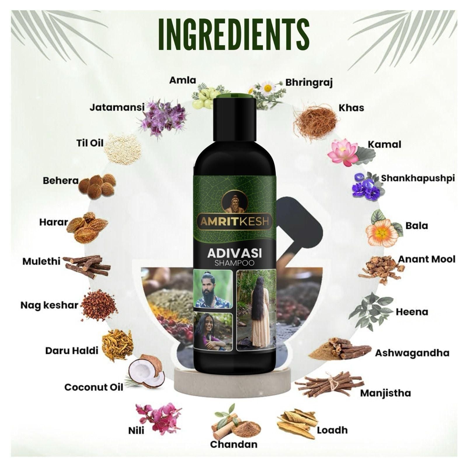 Amritkesh Adivasi Shampoo 100ml - Unleash the Power of Nature (Pack of 2) - K360WORLD